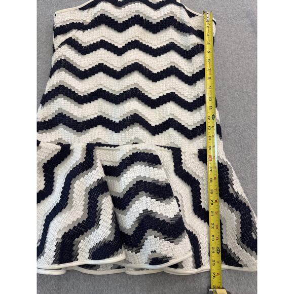 NWT Milly Chevron Illusion Jacquard Jillian Dress Navy White - Size 6 - Picture 7 of 10